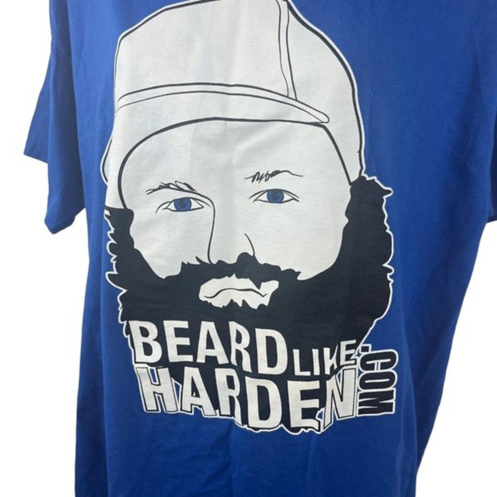 James Harden Beard Blue T-shirt Gildan Size Large Basketball OKC Thunder Playoff - Picture 8 of 8